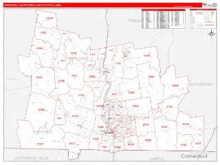Springfield Metro Area RedLine style ZIP Code wall map