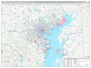 Baltimore-Columbia-Towson Metro Area Classic style ZIP Code wall map