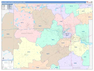 Ann Arbor Metro Area ColorCast style ZIP Code wall map