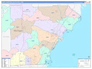 Monroe Metro Area ColorCast style ZIP Code wall map