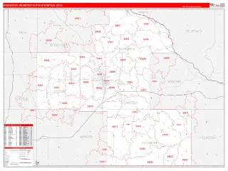 Rochester Metro Area RedLine style ZIP Code wall map