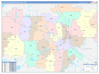 St. Cloud Metro Area ColorCast style ZIP Code wall map