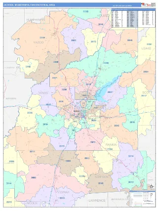 Jackson Metro Area ColorCast style ZIP Code wall map