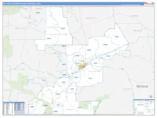 Billings Metro Area Business Reference style ZIP Code wall map