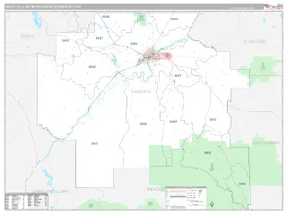 Great Falls Metro Area Classic style ZIP Code wall map