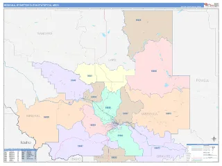 Missoula Metro Area ColorCast style ZIP Code wall map