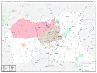 Fayetteville Metro Area Classic style ZIP Code wall map