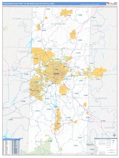 Greensboro-High Point metro area map