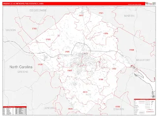 Greenville Metro Area RedLine style ZIP Code wall map