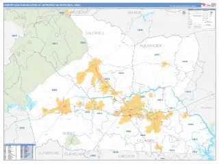 Hickory-Lenoir-Morganton Metro Area Business Reference style ZIP Code wall map