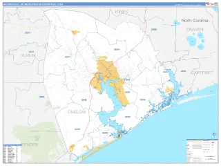 Jacksonville Metro Area Business Reference style ZIP Code wall map