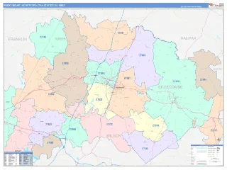Rocky Mount Metro Area ColorCast style ZIP Code wall map