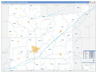 Grand Island Metro Area Business Reference style ZIP Code wall map