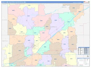 Grand Island Metro Area ColorCast style ZIP Code wall map