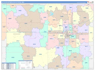 Lincoln Metro Area ColorCast style ZIP Code wall map