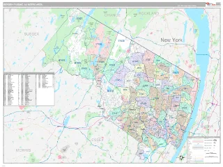 Bergen-Passaic Metro Area Classic style ZIP Code wall map