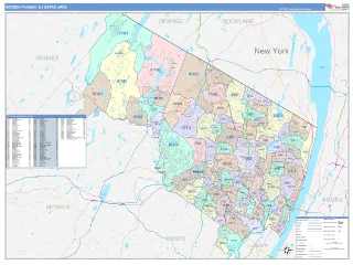Bergen-Passaic Metro Area ColorCast style ZIP Code wall map