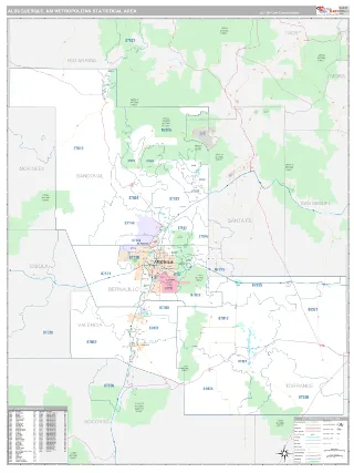 Albuquerque Metro Area Classic style ZIP Code wall map