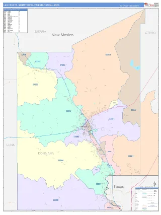 Las Cruces Metro Area ColorCast style ZIP Code wall map