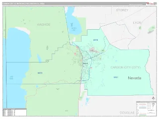 Carson City Metro Area Classic style ZIP Code wall map