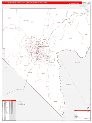 Las Vegas-Henderson-Paradise Metro Area RedLine style ZIP Code wall map