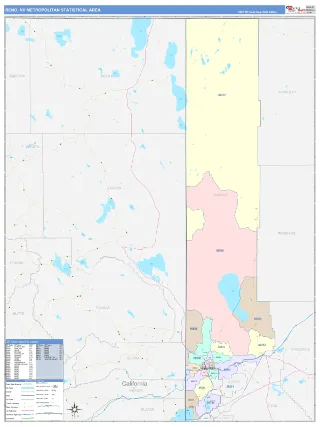 Reno Metro Area ColorCast style ZIP Code wall map