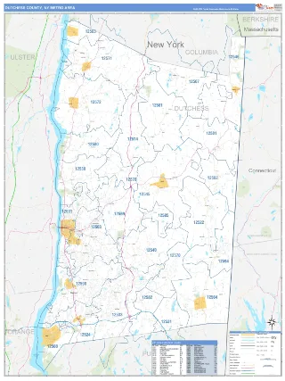 Dutchess County Metro Area Business Reference style ZIP Code wall map