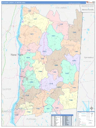 Dutchess County Metro Area ColorCast style ZIP Code wall map
