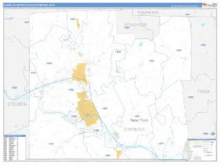 Elmira Metro Area Business Reference style ZIP Code wall map