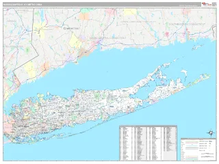 Nassau-Suffolk Metro Area Classic style ZIP Code wall map