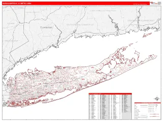 Nassau-Suffolk Metro Area RedLine style ZIP Code wall map