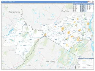 Newburgh Metro Area Business Reference style ZIP Code wall map
