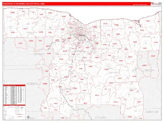 Rochester Metro Area RedLine style ZIP Code wall map