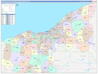 Cleveland-Elyria Metro Area ColorCast style ZIP Code wall map