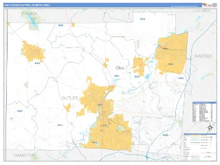 Hamilton-Middletown Metro Area Business Reference style ZIP Code wall map
