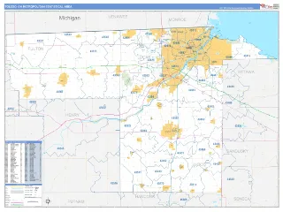 Toledo Metro Area Business Reference style ZIP Code wall map