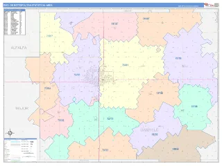 Enid Metro Area ColorCast style ZIP Code wall map