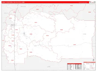 Albany Metro Area RedLine style ZIP Code wall map