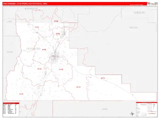 Bend-Redmond Metro Area RedLine style ZIP Code wall map