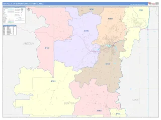 Corvallis Metro Area ColorCast style ZIP Code wall map