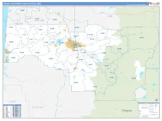 Eugene Metro Area Business Reference style ZIP Code wall map