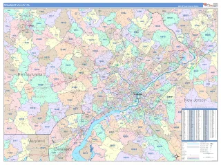 Delaware Valley Metro Area ColorCast style ZIP Code wall map