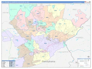 East Stroudsburg Metro Area ColorCast style ZIP Code wall map
