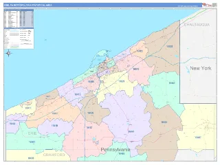 Erie Metro Area ColorCast style ZIP Code wall map