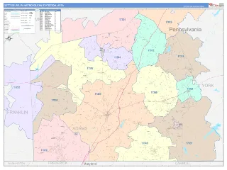 Gettysburg Metro Area ColorCast style ZIP Code wall map