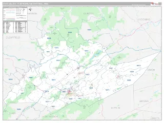 State College Metro Area Classic style ZIP Code wall map