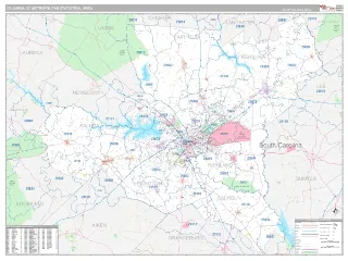 Columbia Metro Area Classic style ZIP Code wall map