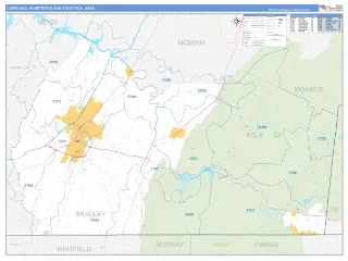 Cleveland Metro Area Business Reference style ZIP Code wall map
