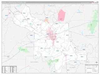 Jackson Metro Area Classic style ZIP Code wall map