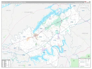 Morristown Metro Area Classic style ZIP Code wall map